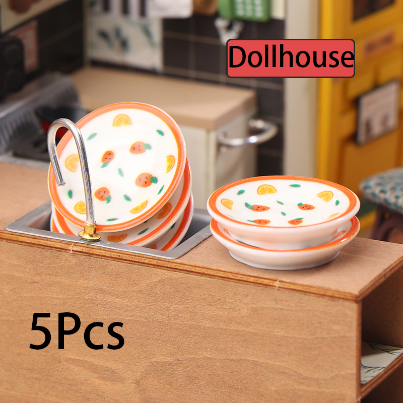 Commercial Kitchen Setup - 5Pcs 1/12 Dollhouse Mini Plates Dishes