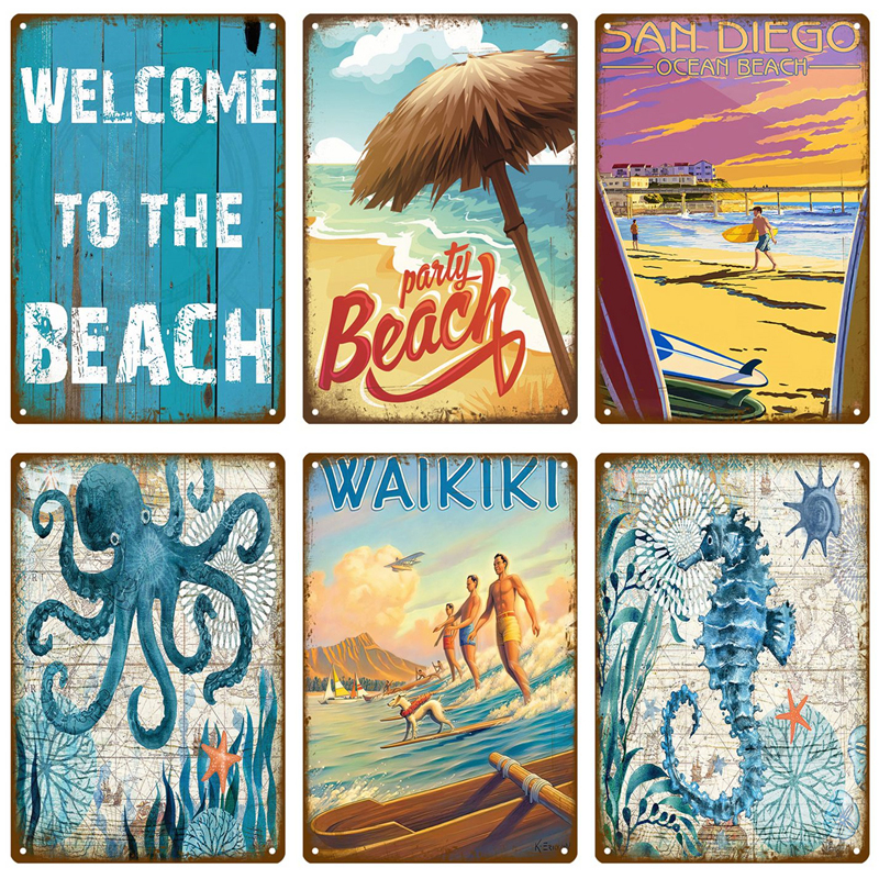Commercial Kitchen Setup - Hawaii Beach Tin Sign Poster Vintage