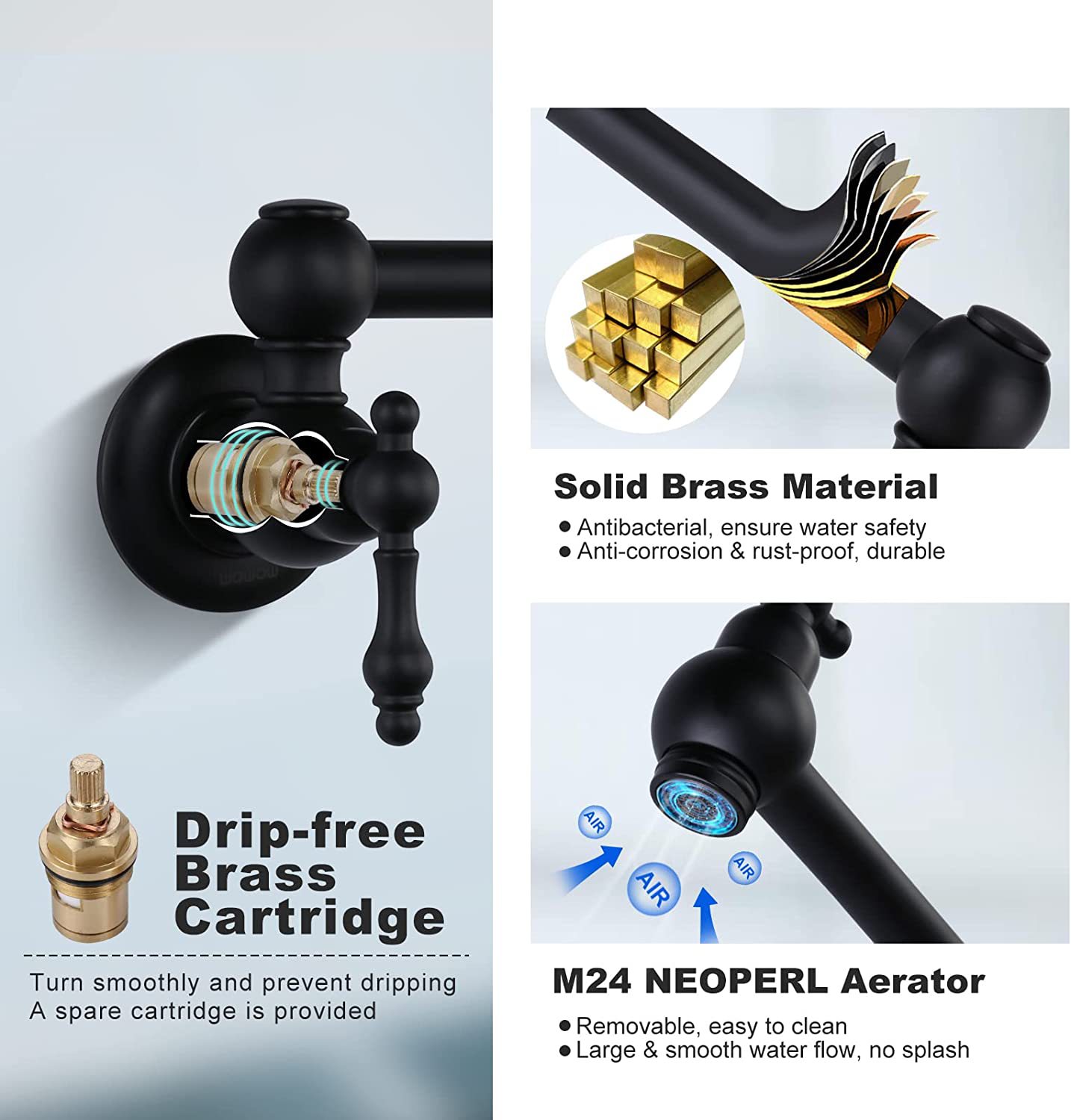 Black Pot Filler Tap Wall Moun - огляд і ціна Commercial Kitchen Taps