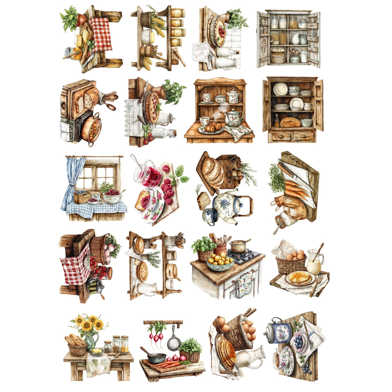 20pcs Watercolor Village Kitch - огляд і ціна Commercial Kitchen Fridge