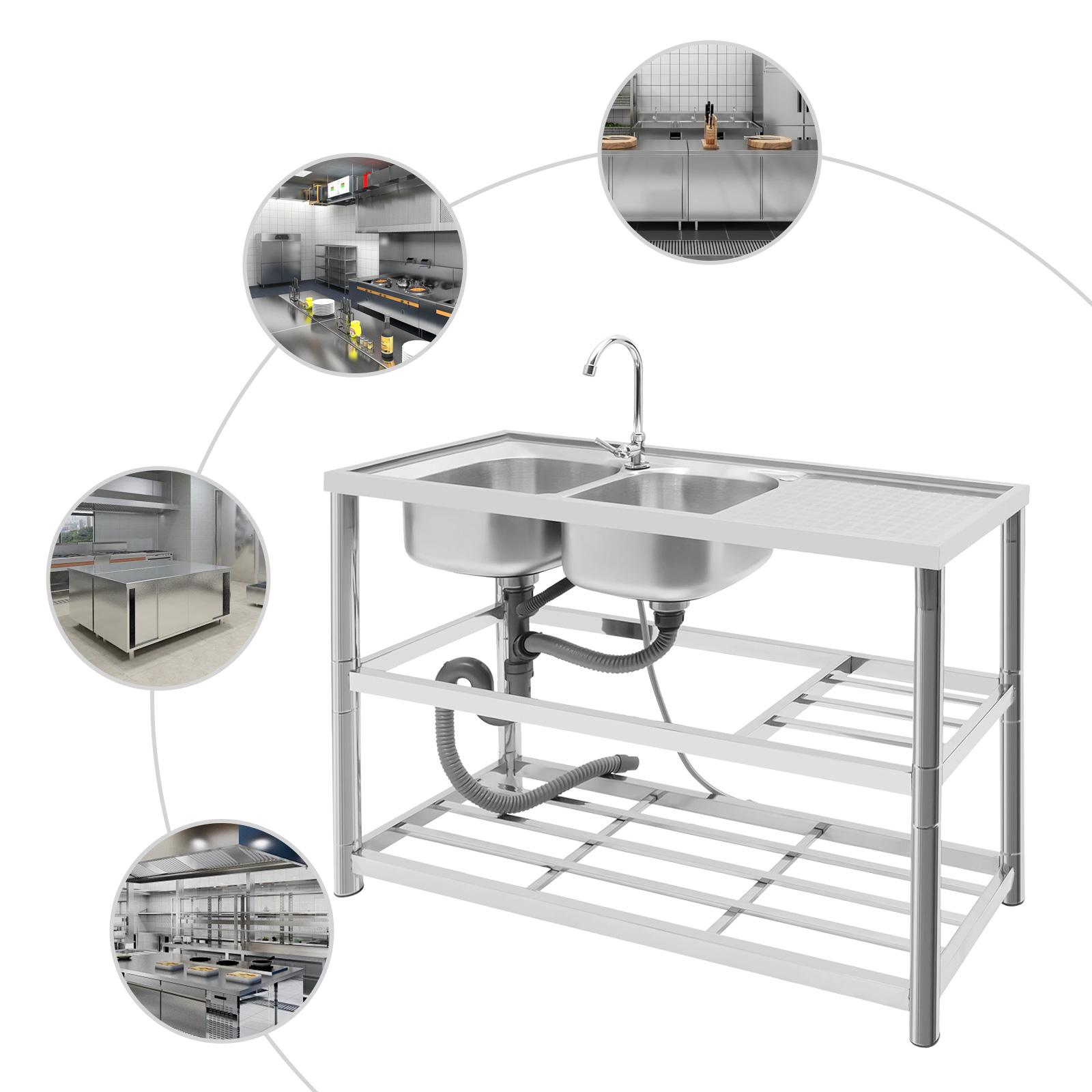 Commercial Sink Double Bowl St - огляд і ціна Commercial Kitchen Taps