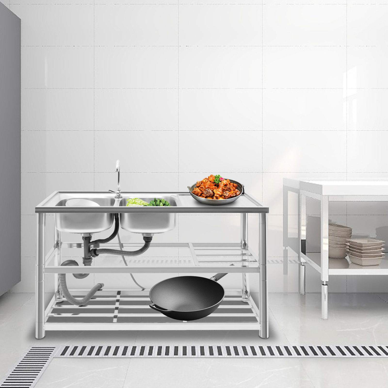 Commercial Sink Double Bowl St - огляд і ціна Commercial Kitchen Taps