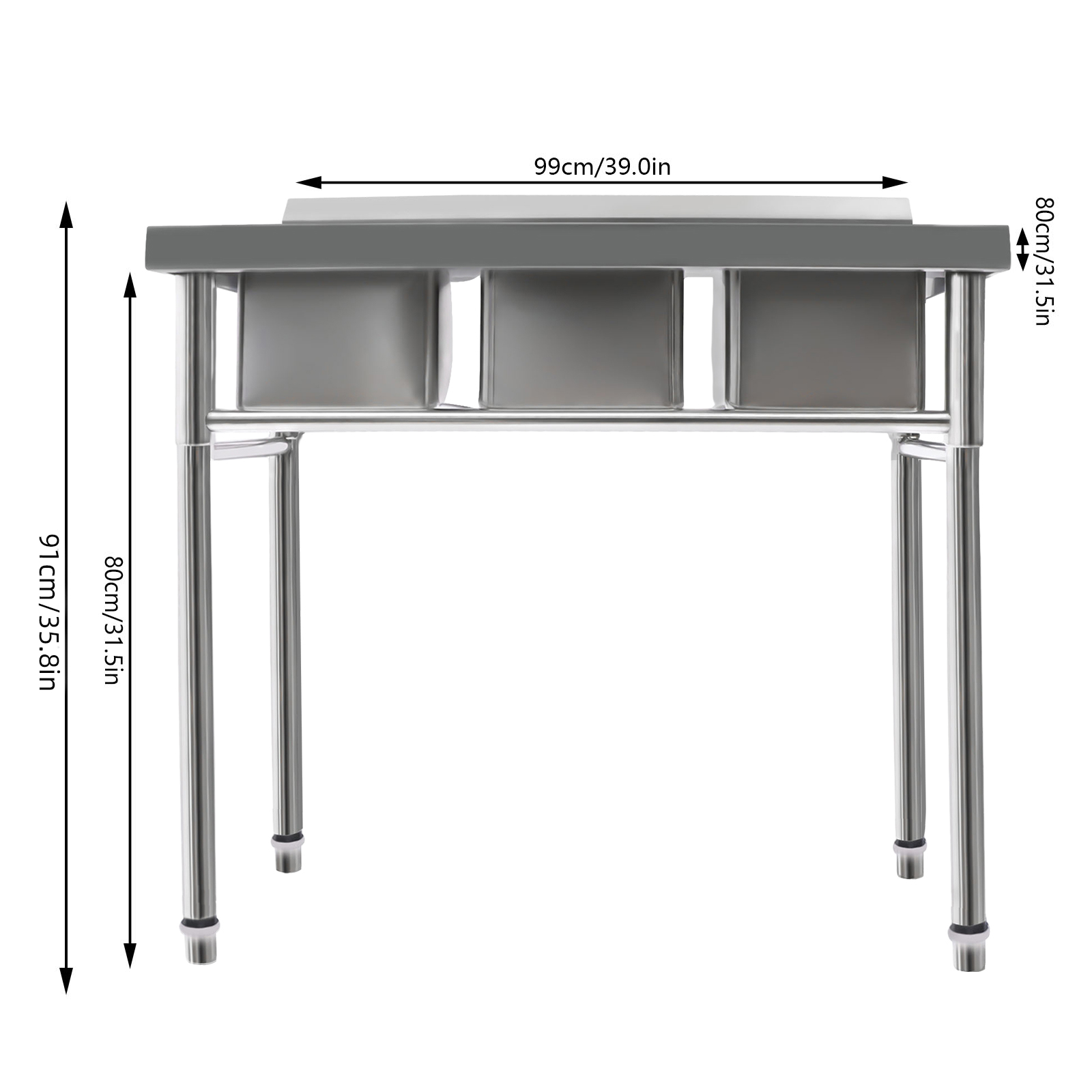 Stainless Steel Sink, 3 Sink C - огляд і ціна Commercial Kitchen Taps