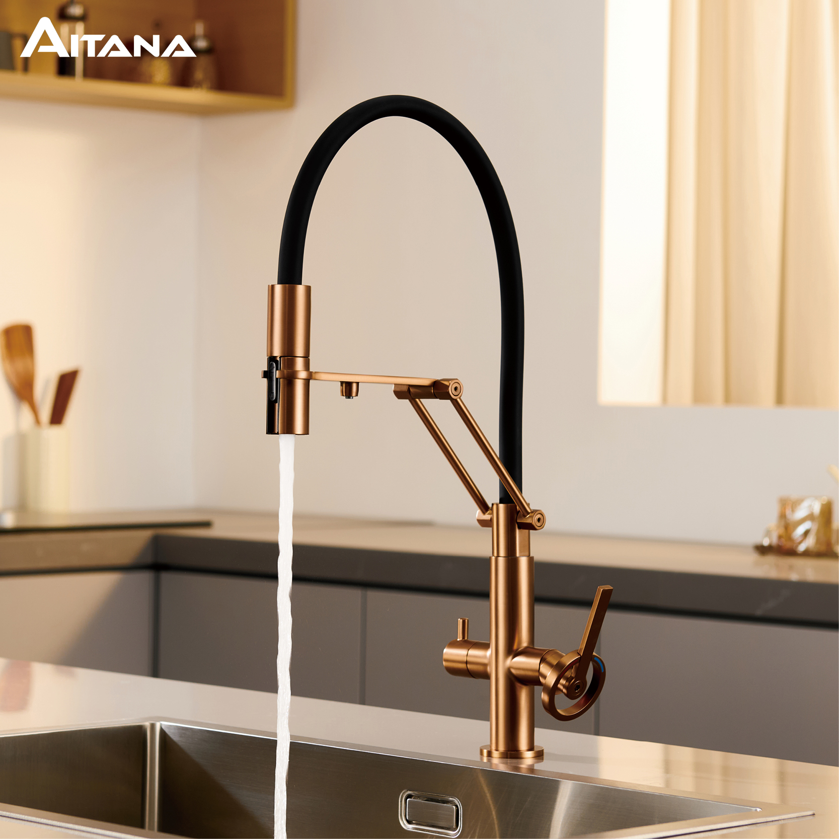 Industrial brass brushed rose  - огляд і ціна Commercial Kitchen Taps