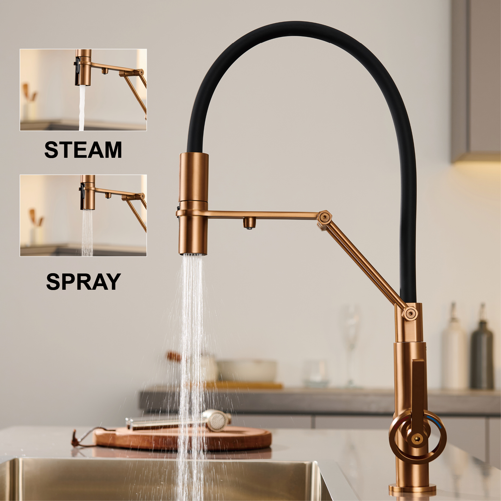 Industrial brass brushed rose  - огляд і ціна Commercial Kitchen Taps