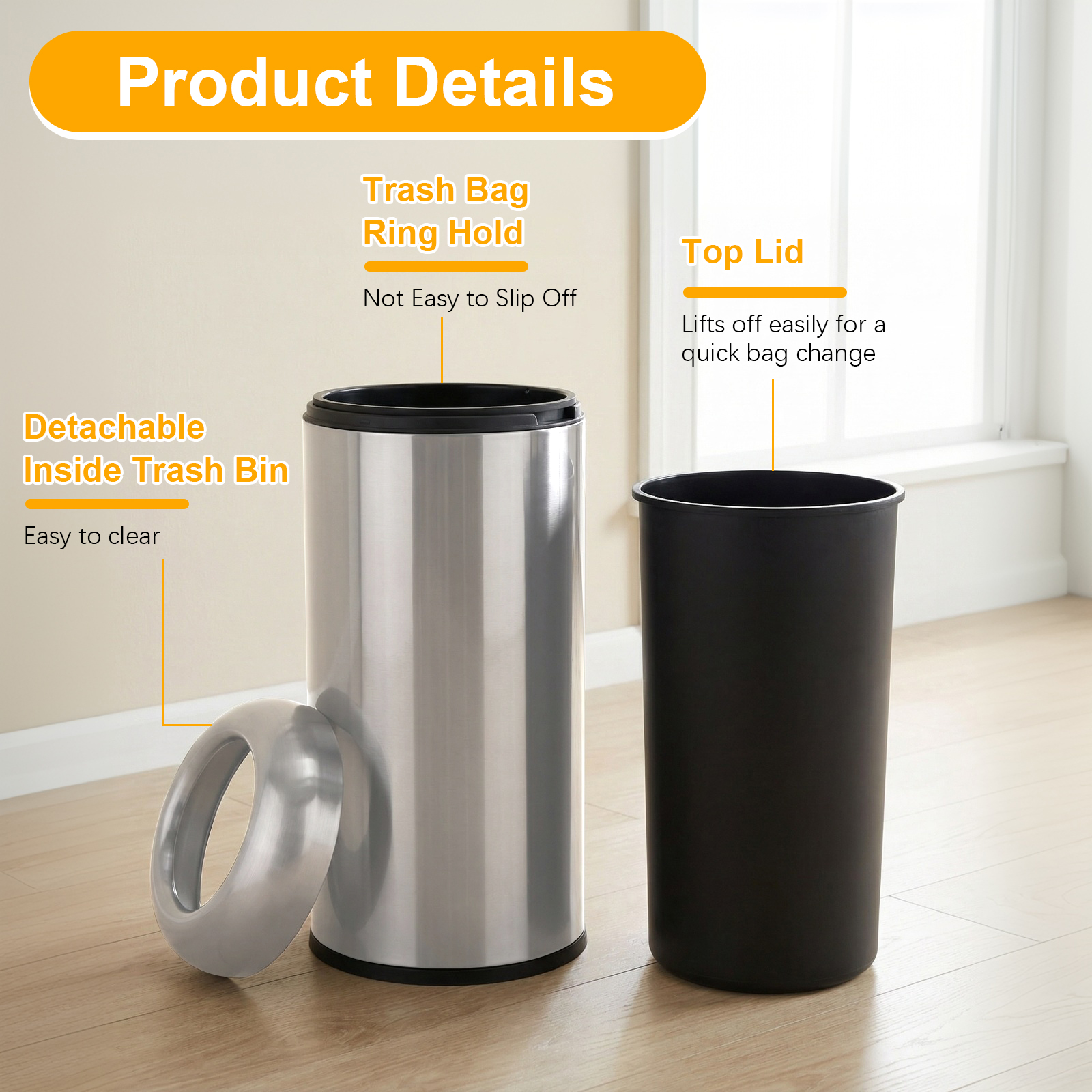 16 Gallon Open Top Tall Trash  - огляд і ціна Commercial Kitchen Trash Can