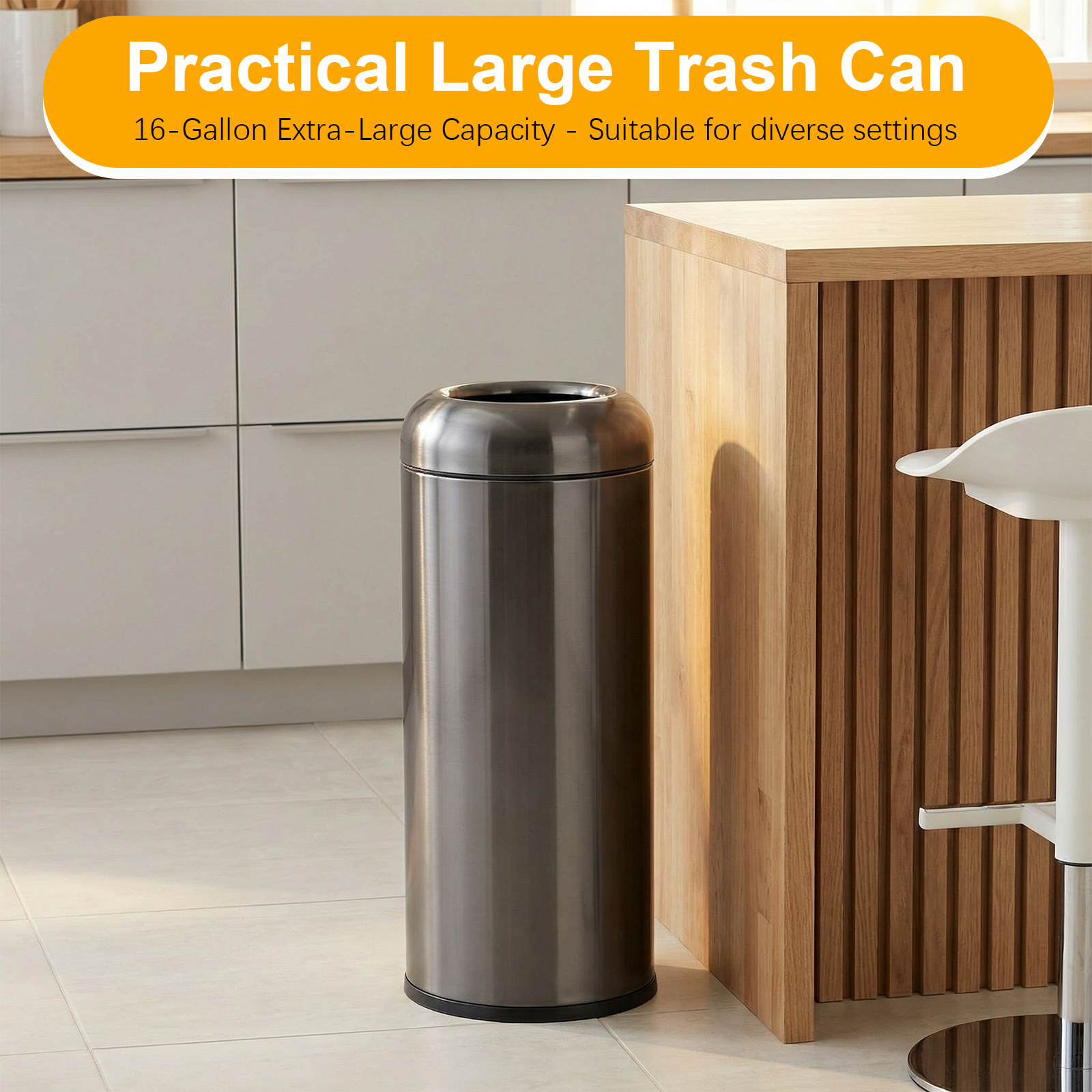 16 Gallon Open Top Tall Trash  - огляд і ціна Commercial Kitchen Trash Can