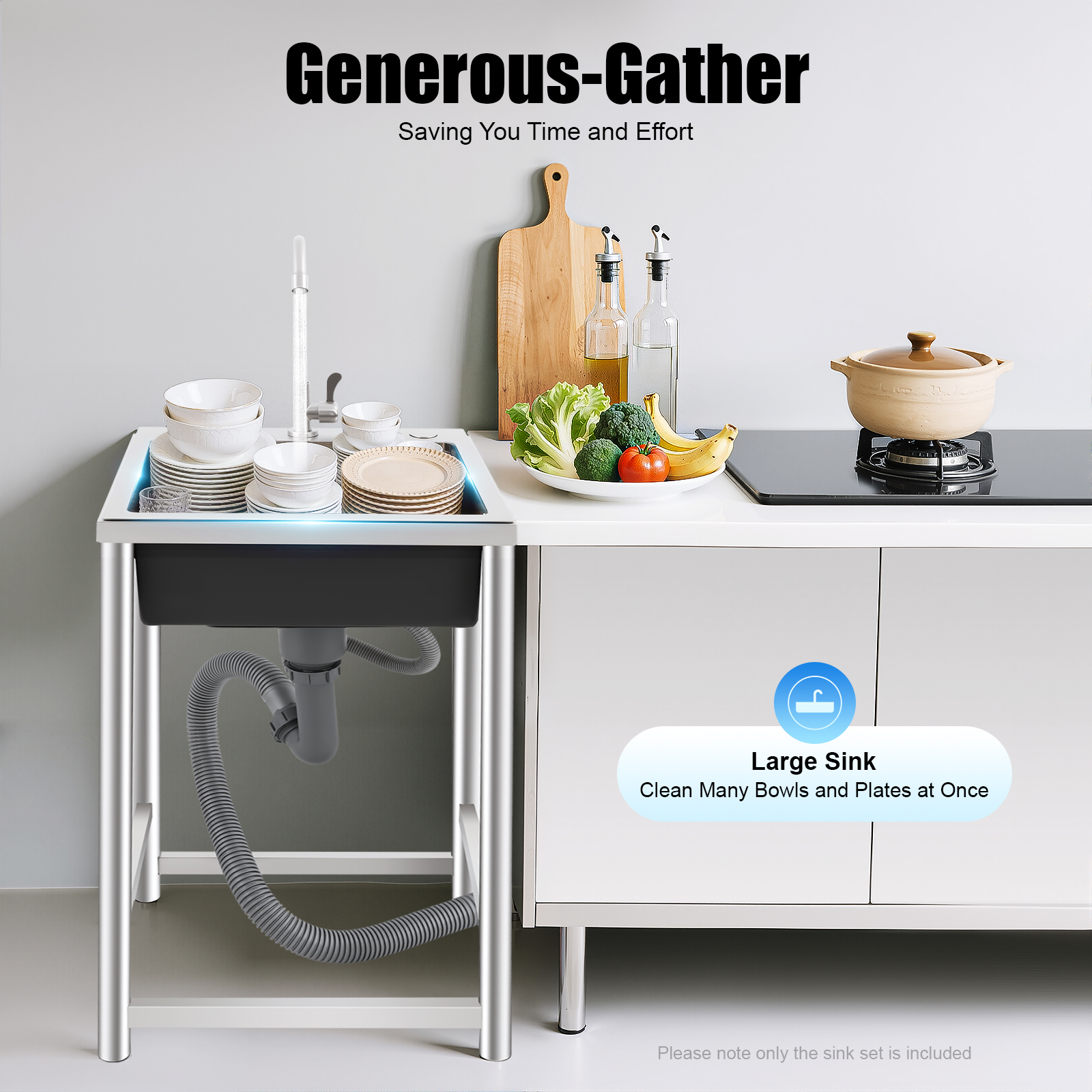 Freestanding Kitchen Sink with - огляд і ціна Commercial Kitchen Taps