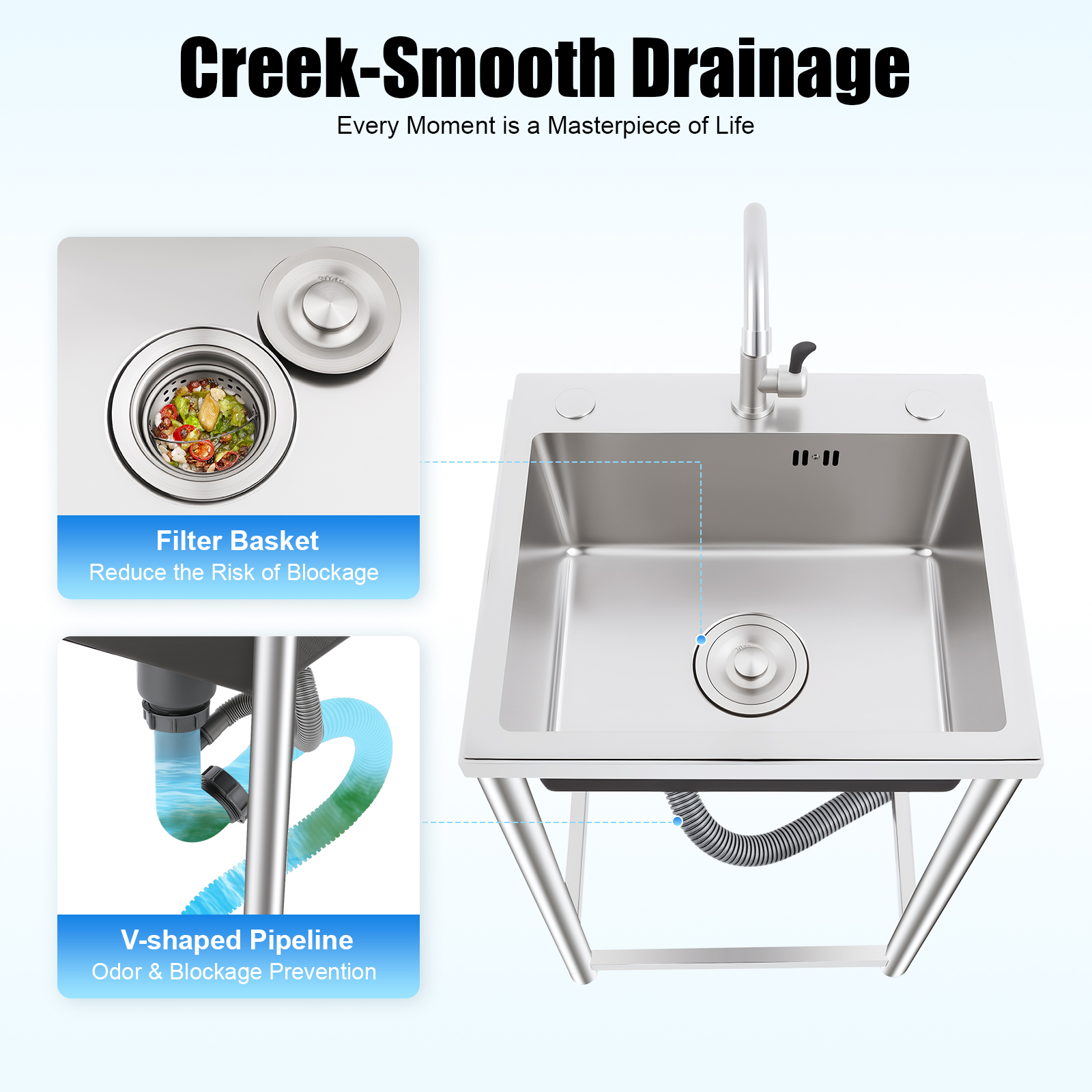 Freestanding Kitchen Sink with - огляд і ціна Commercial Kitchen Taps