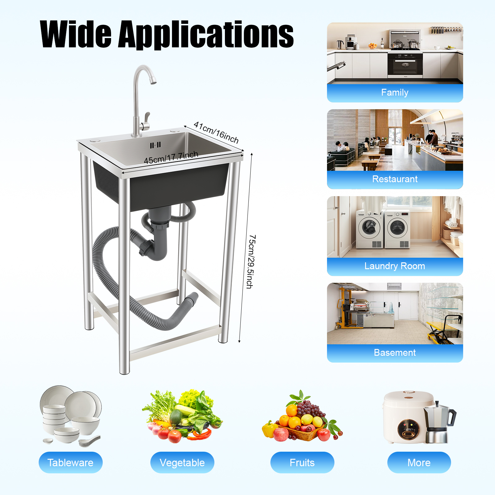Freestanding Kitchen Sink with - огляд і ціна Commercial Kitchen Taps